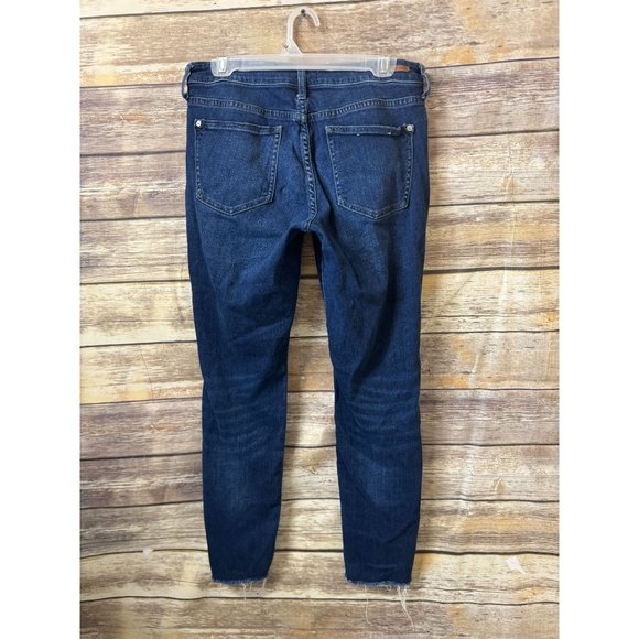 Pilcro Jeans Mid-Rise Skinny size 30 Shark Bite Raw Hem Ankle Dark Stretch Anthr - Picture 3 of 5